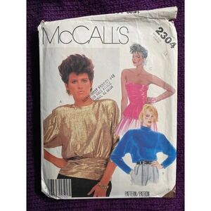 McCalls Sewing pattern 2304 bat wing blouse top sz 14